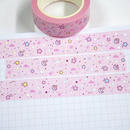 Beyond the stars - Soft pink | Holo foil | 15mm washi tape