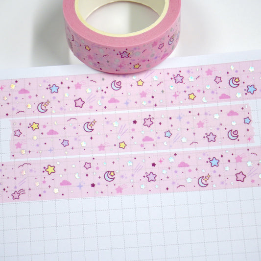 Beyond the stars - Soft pink | Holo foil | 15mm washi tape