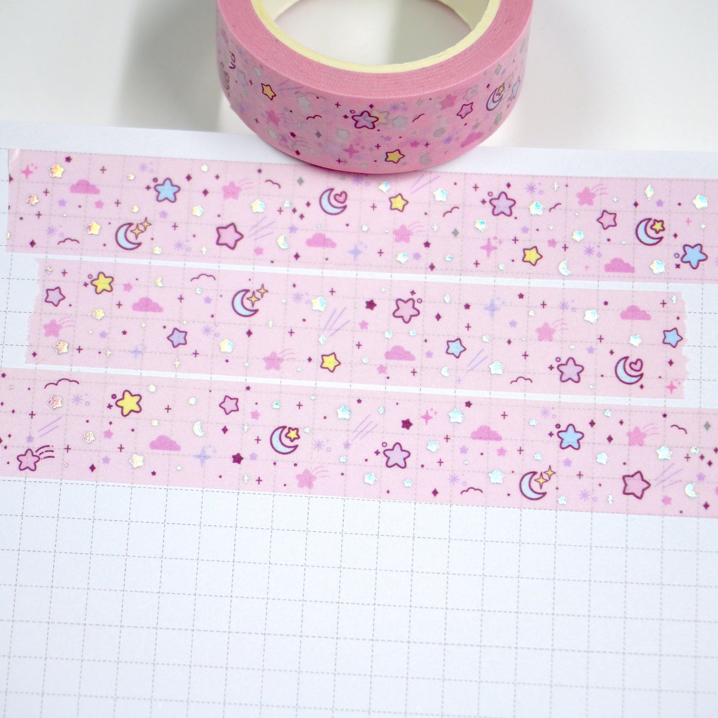 Beyond the stars - Soft pink | Holo foil | 15mm washi tape