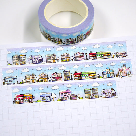Hello town -Winter | Silver foil | 15mm washi tape