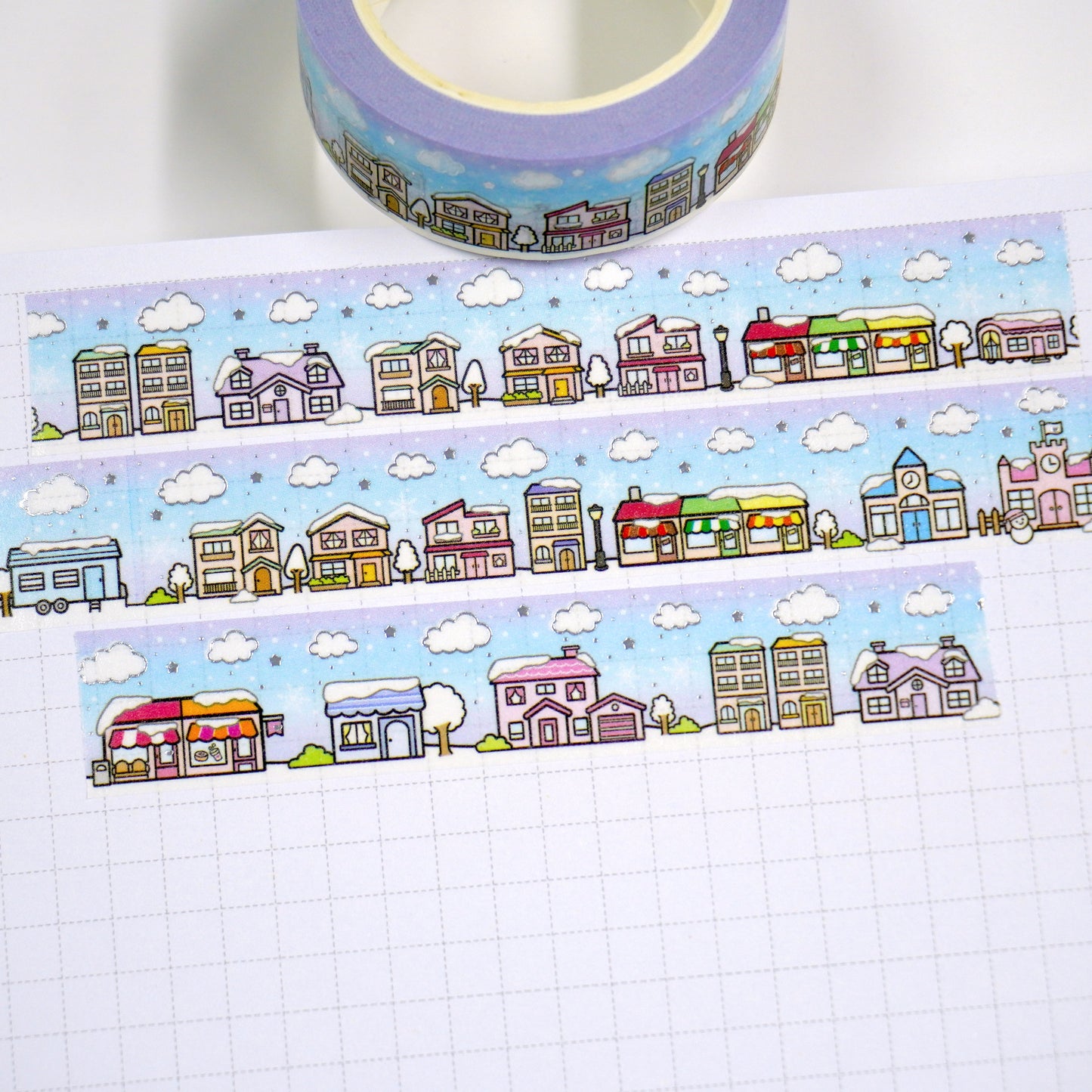 Hello town -Winter | Silver foil | 15mm washi tape