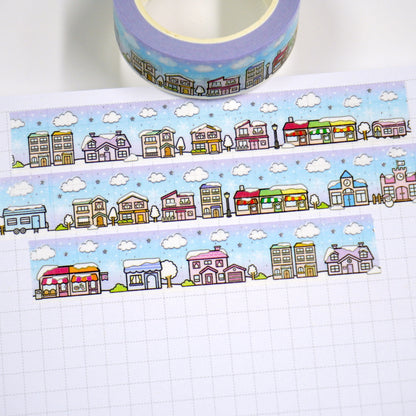 Hello town -Winter | Silver foil | 15mm washi tape