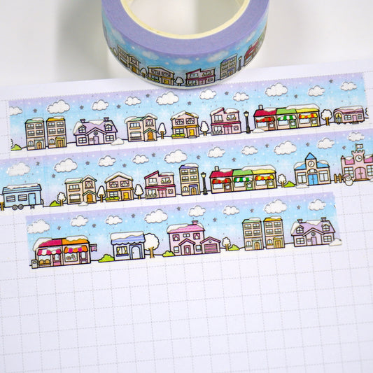 Hello town -Winter | Silver foil | 15mm washi tape