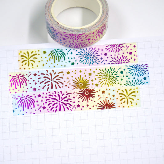 Fireworks | Rainbow foil | 15mm washi tape | Limit 1 per order
