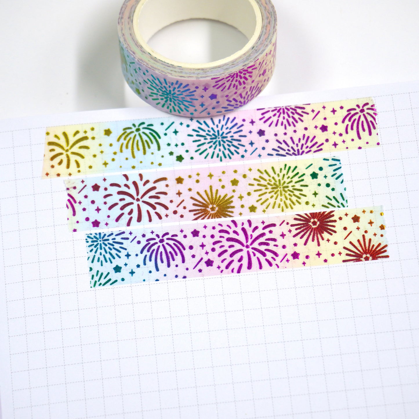 Fireworks | Rainbow foil | 15mm washi tape | Limit 1 per order