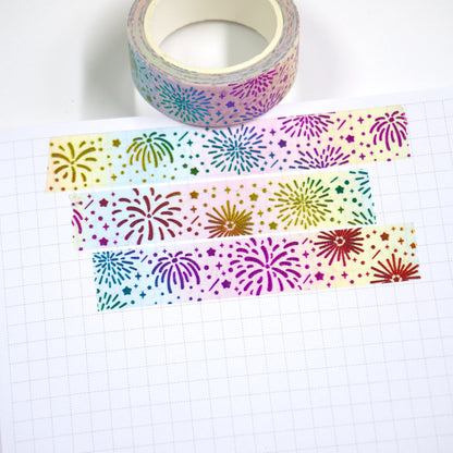 Fireworks | Rainbow foil | 15mm washi tape | Limit 1 per order
