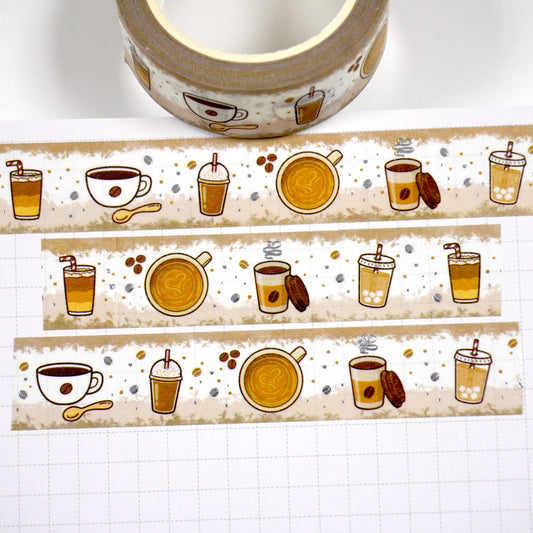 Coffee lover | Silver foil | 15mm washi tape