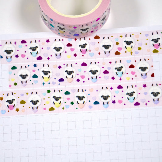 Sheepishly sweet | Rainbow foil | 15mm washi tape