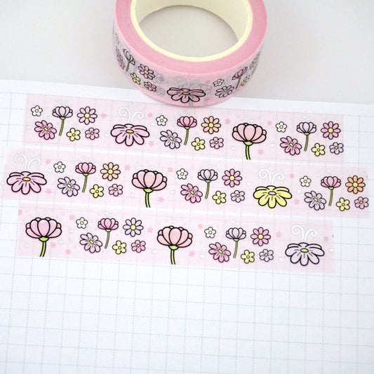 Daisy blooms 2.0 | Silver foil | 15mm washi tape