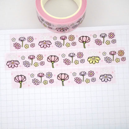 Daisy blooms 2.0 | Silver foil | 15mm washi tape