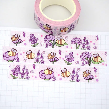 Buzzing in Petals | Silver foil | 15mm washi tape