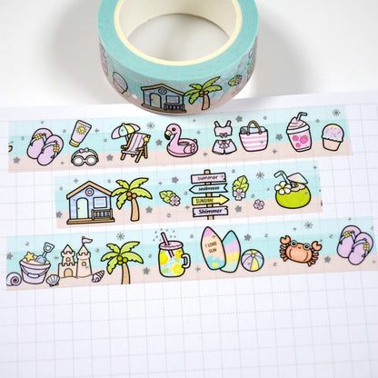 Summer Break | Silver foil | 15mm washi tape