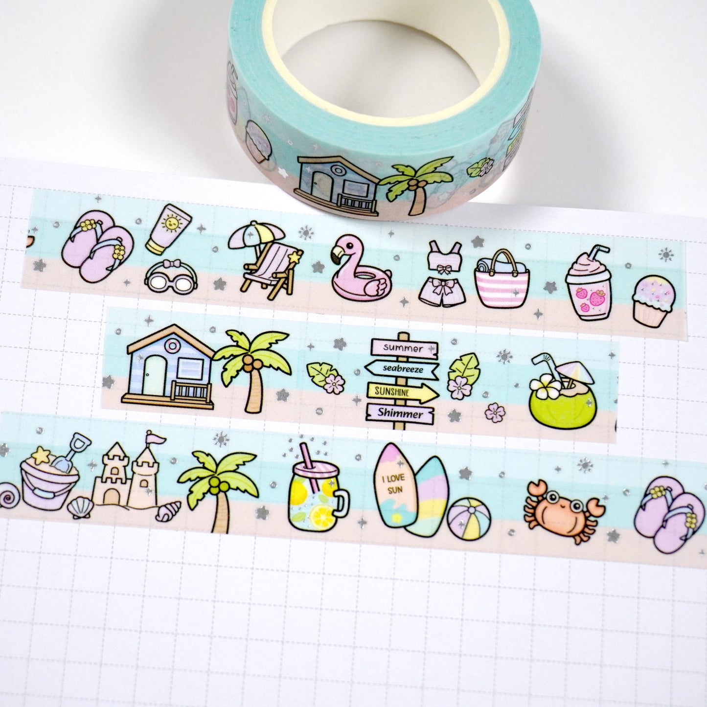 Summer Break | Silver foil | 15mm washi tape