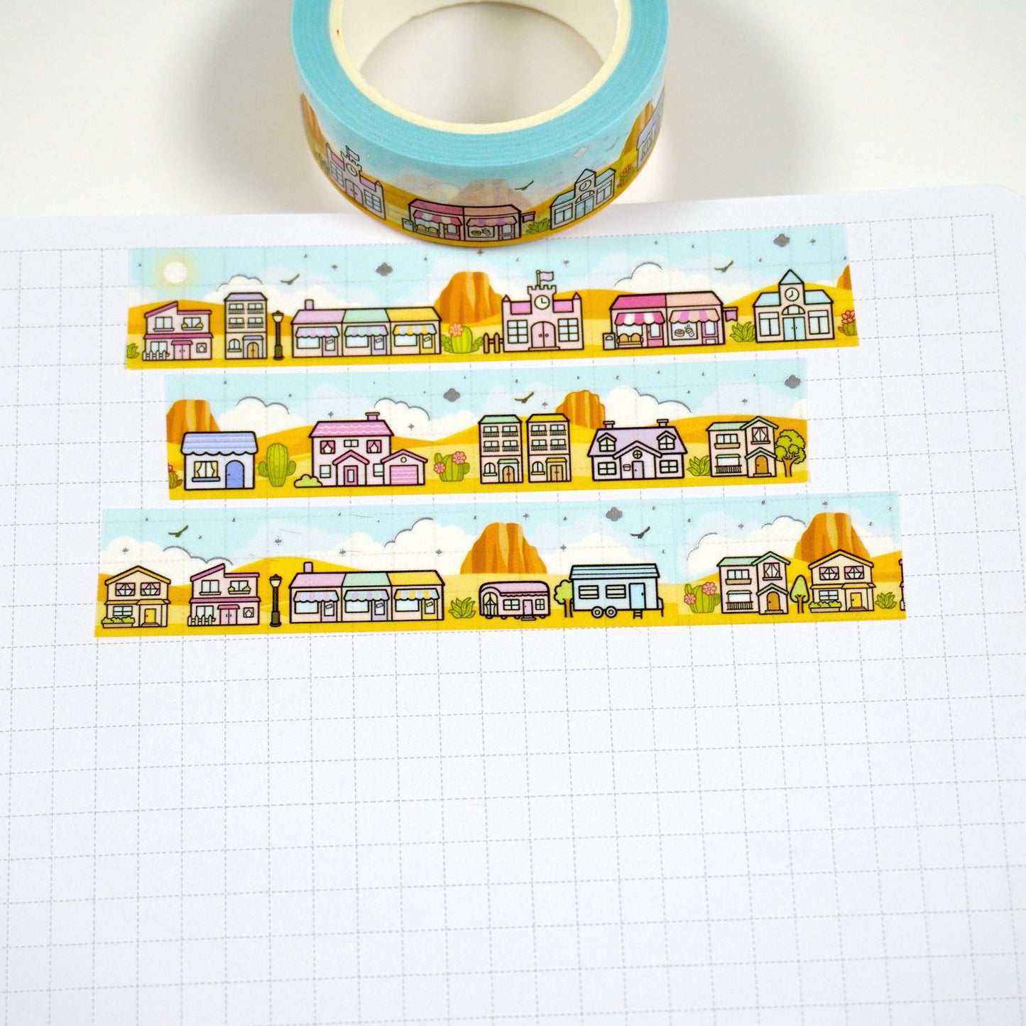 Cacti Town | Silver foil | 15mm washi tape