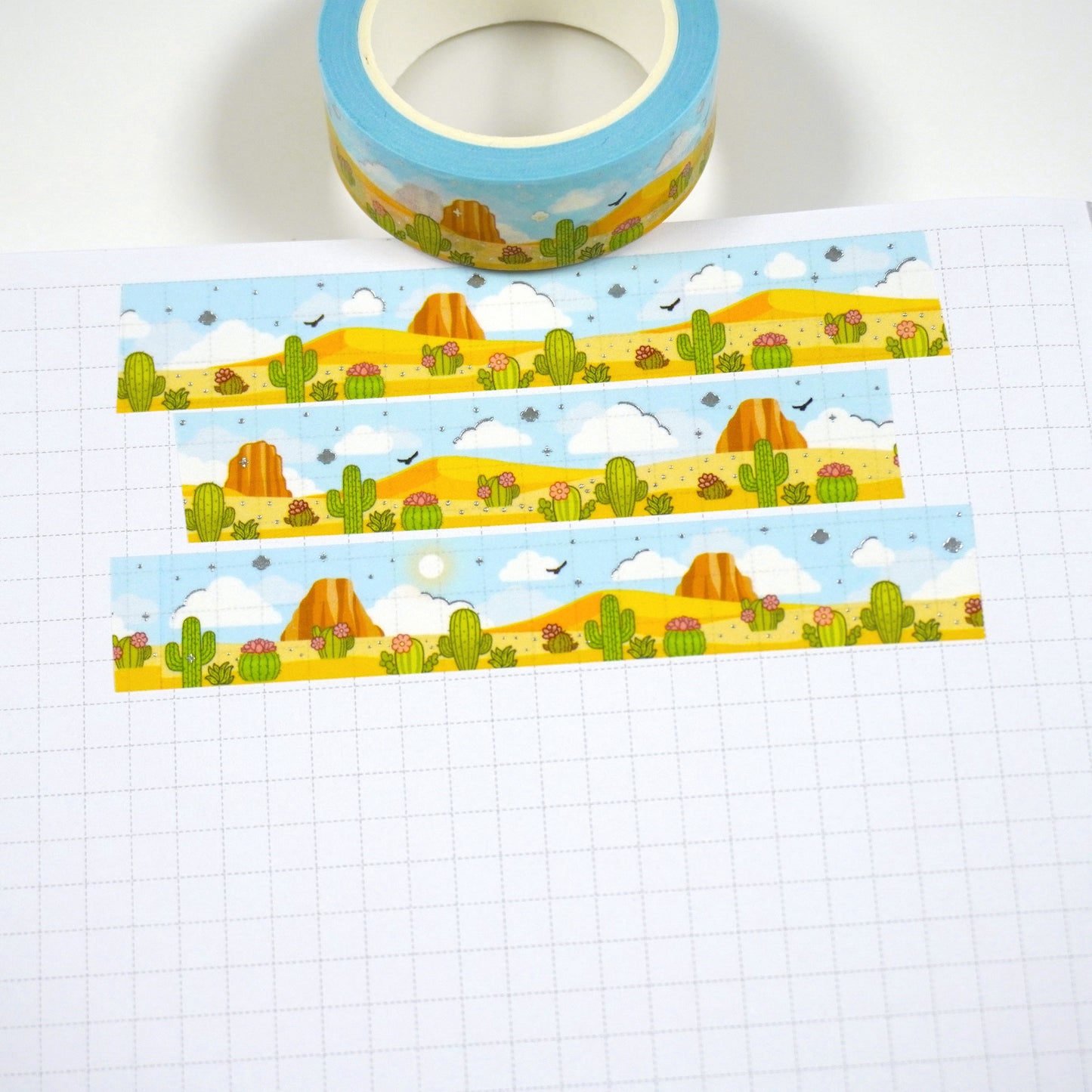 Cacti Valley | Silver foil | 15mm washi tape