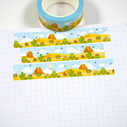 Cacti Valley | Silver foil | 15mm washi tape