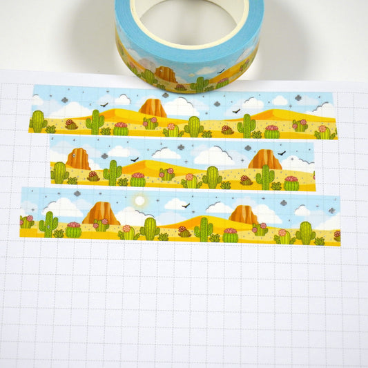 Cacti Valley | Silver foil | 15mm washi tape