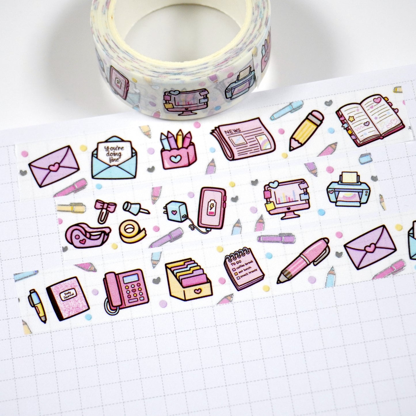 Desk Essential | Silver foil | 15mm washi tape