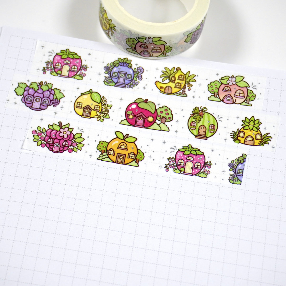 Fruity Town | Silver foil | 15mm washi tape