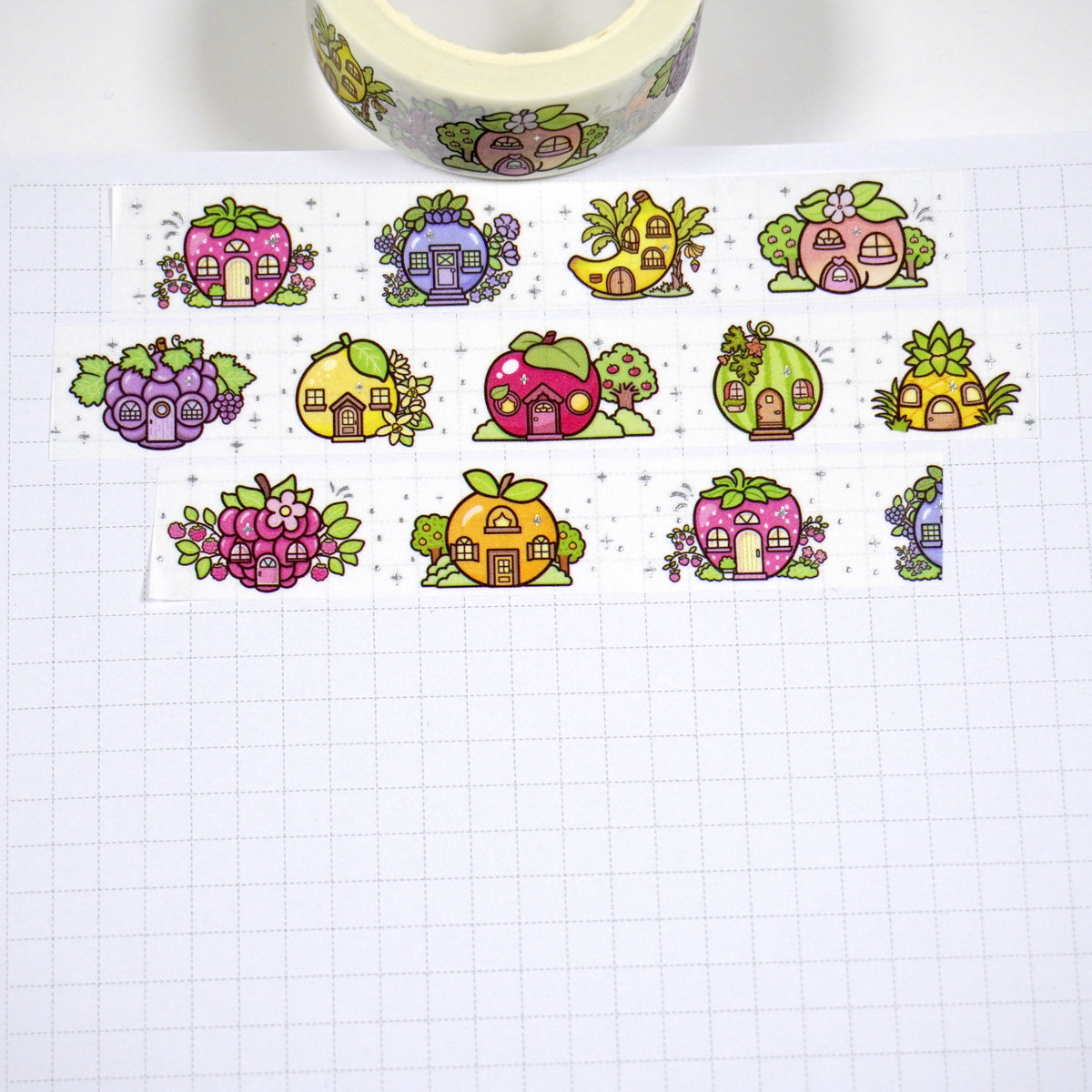 Fruity Town | Silver foil | 15mm washi tape