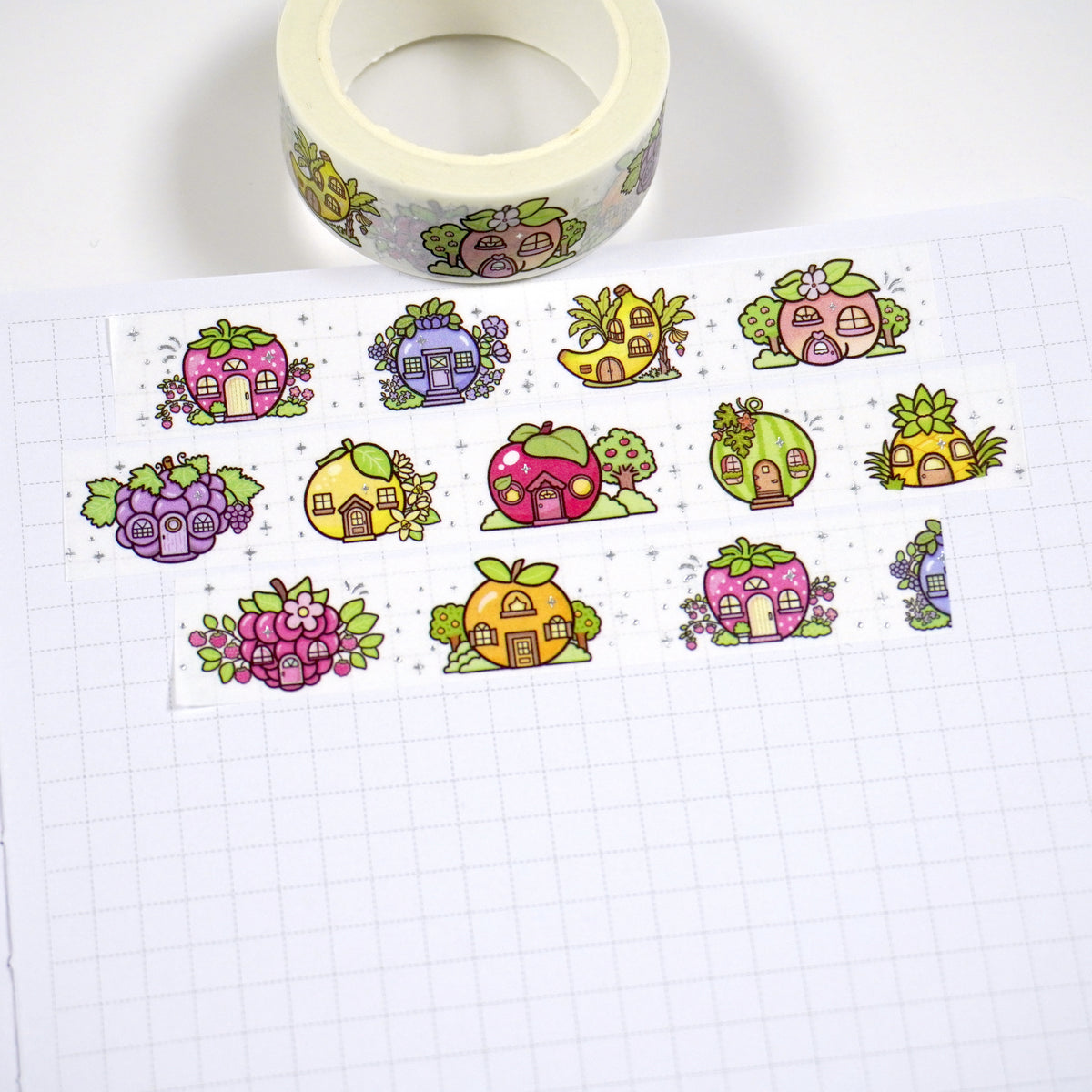 Fruity Town | Silver foil | 15mm washi tape