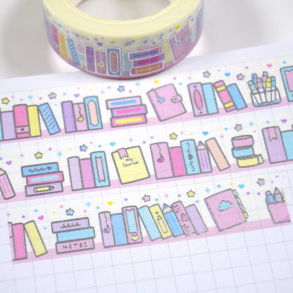 Books in Pastel | Silver foil | 15mm washi tape