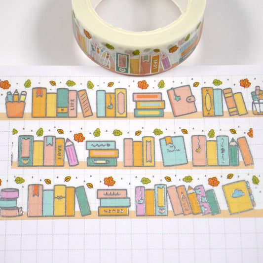 Fall Books | Silver foil | 15mm washi tape