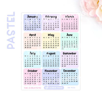 D08 | 2025 Calendar mini sticker (1 inch) | PICK YOUR COLOR