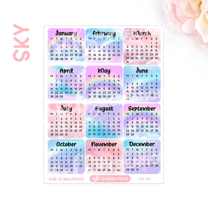 D08 | 2025 Calendar mini sticker (1 inch) | PICK YOUR COLOR