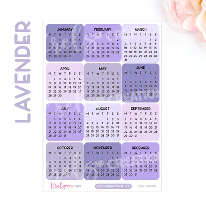 D144 | 2025 Calendar sticker (1.5 inch) | PICK YOUR COLOR