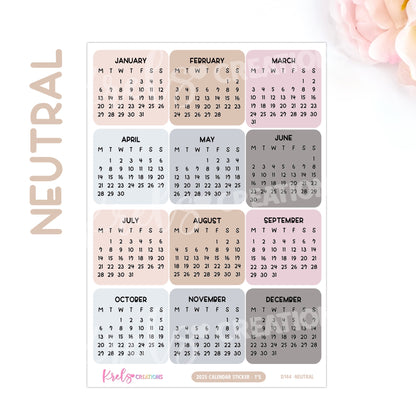 D144 | 2025 Calendar sticker (1.5 inch) | PICK YOUR COLOR