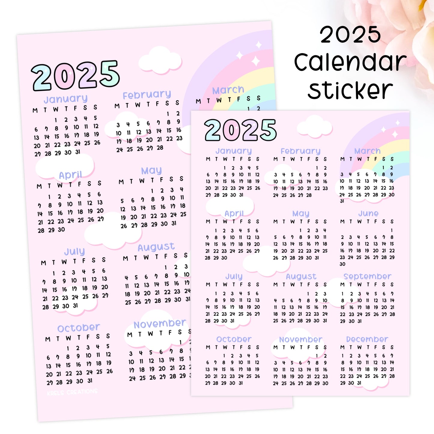 D145 | 2025 Calendar sticker | Choose size