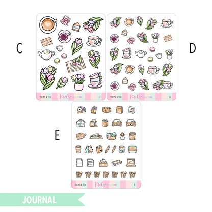 Tulips & Tea | Journaling sticker