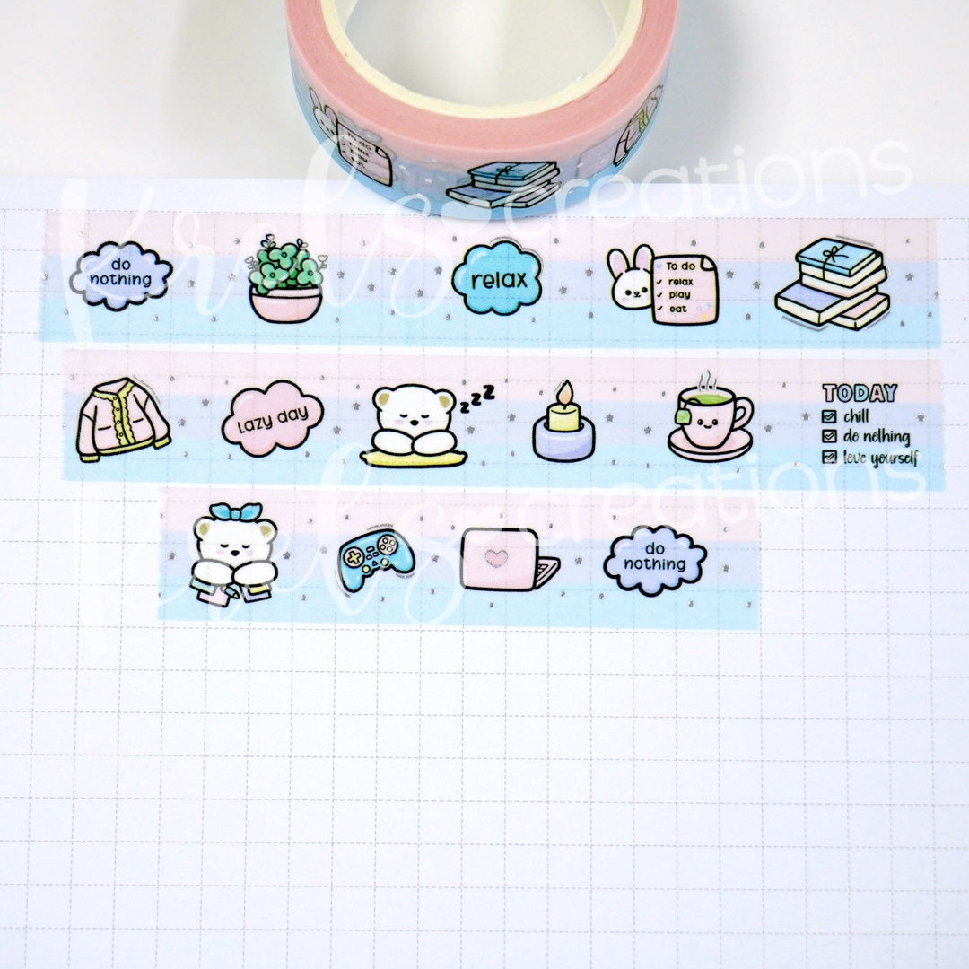 Calm & Chill | Silver foil | 15mm washi tape