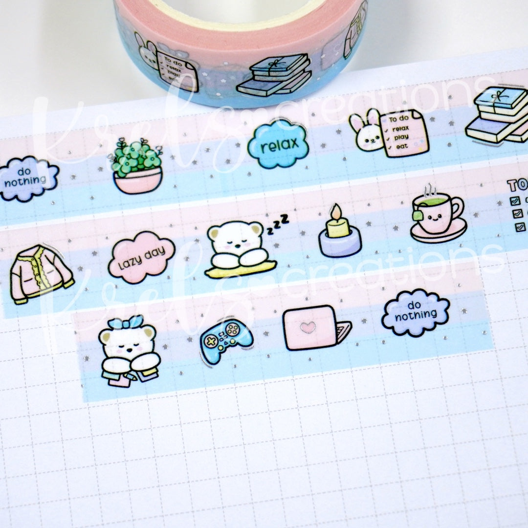 Calm & Chill | Silver foil | 15mm washi tape