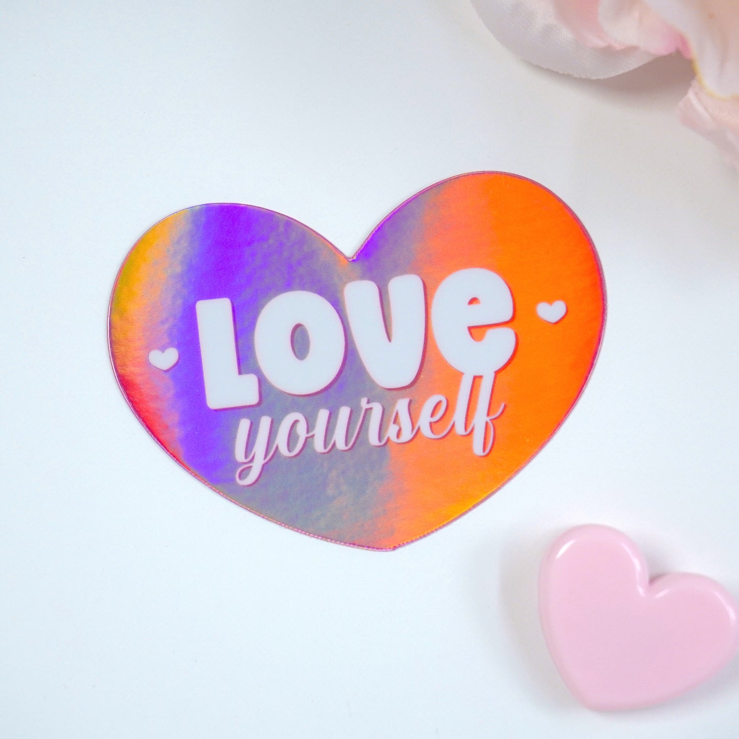 Heart -Love yourself | Holographic Die-cut sticker