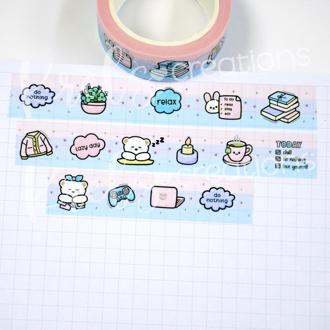 Calm & Chill | Silver foil | 15mm washi tape