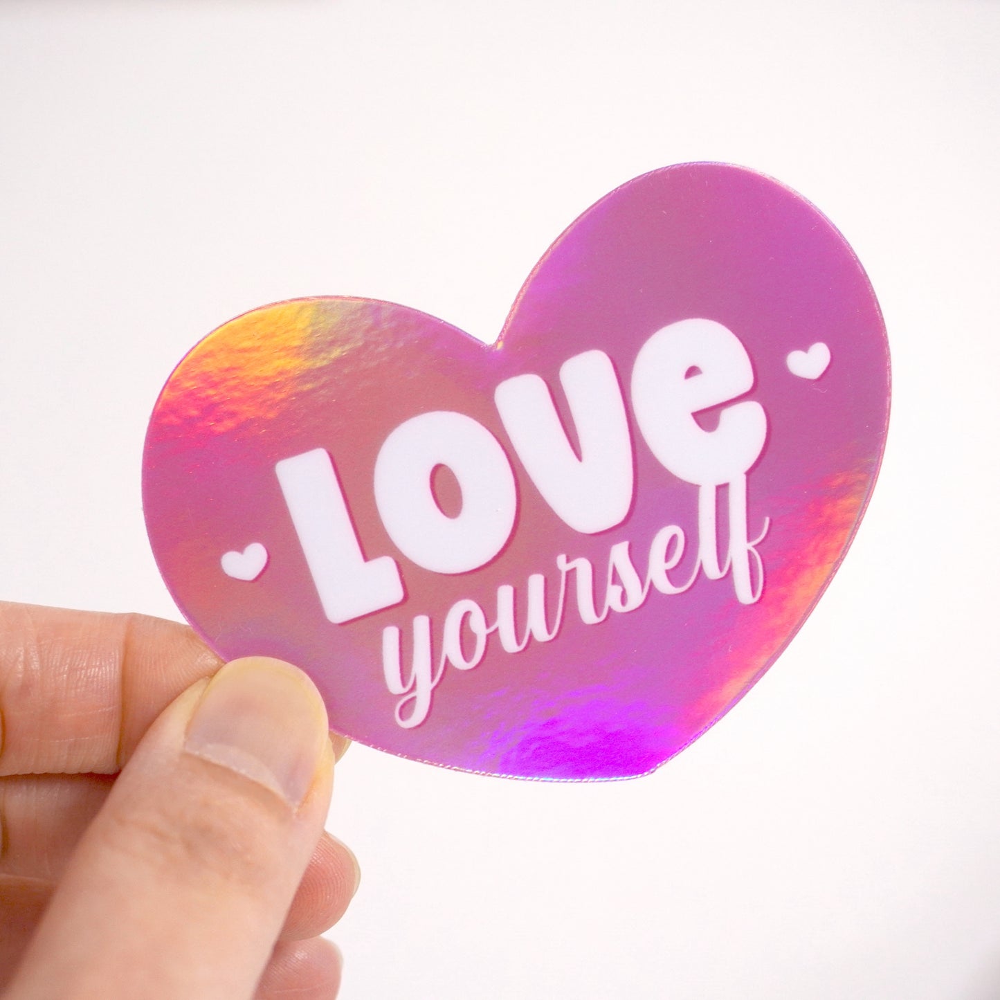 Heart -Love yourself | Holographic Die-cut sticker