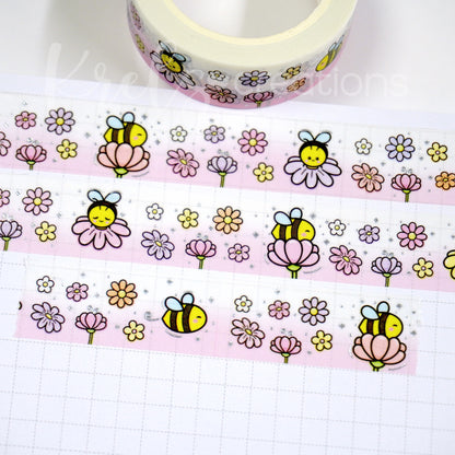 Bee blossoms | Silver foil | 15mm washi tape