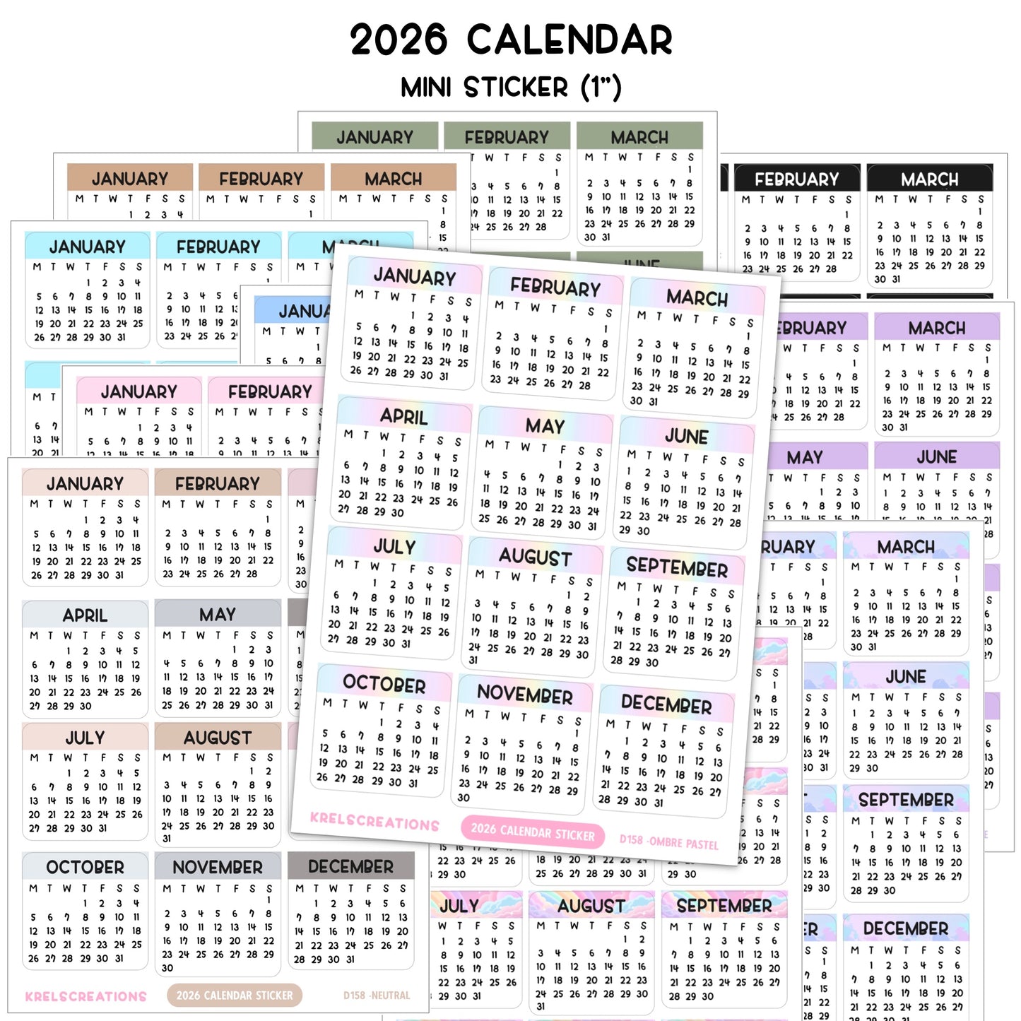 D158 | 2026 Calendar sticker (1 inch)
