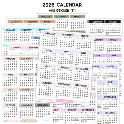 D158 | 2026 Calendar sticker (1 inch)