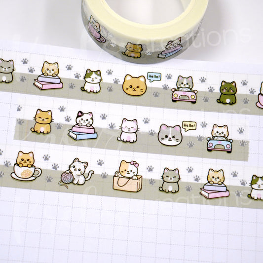 Cat cafe | Silver foil | 15mm washi tape