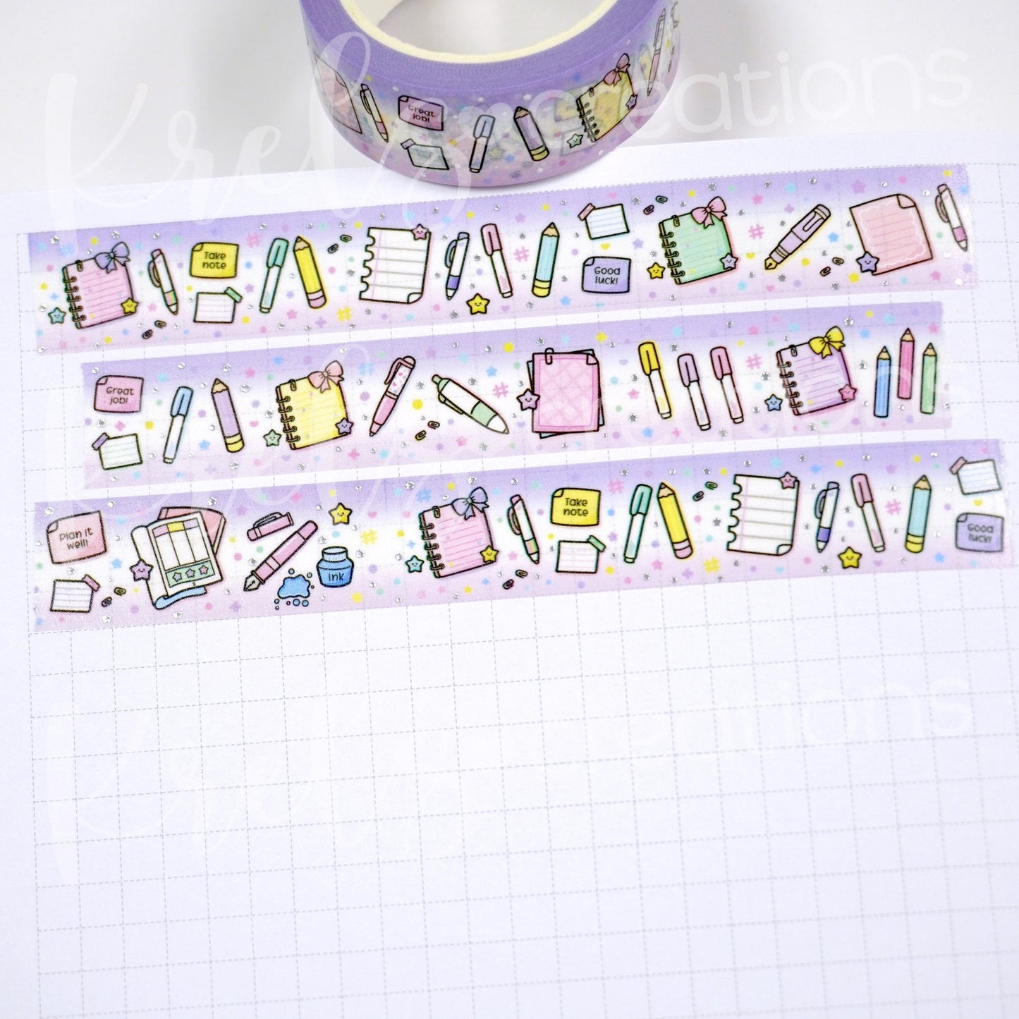 Paper & Pen -Lavender/Pink | Silver foil | 15mm washi tape