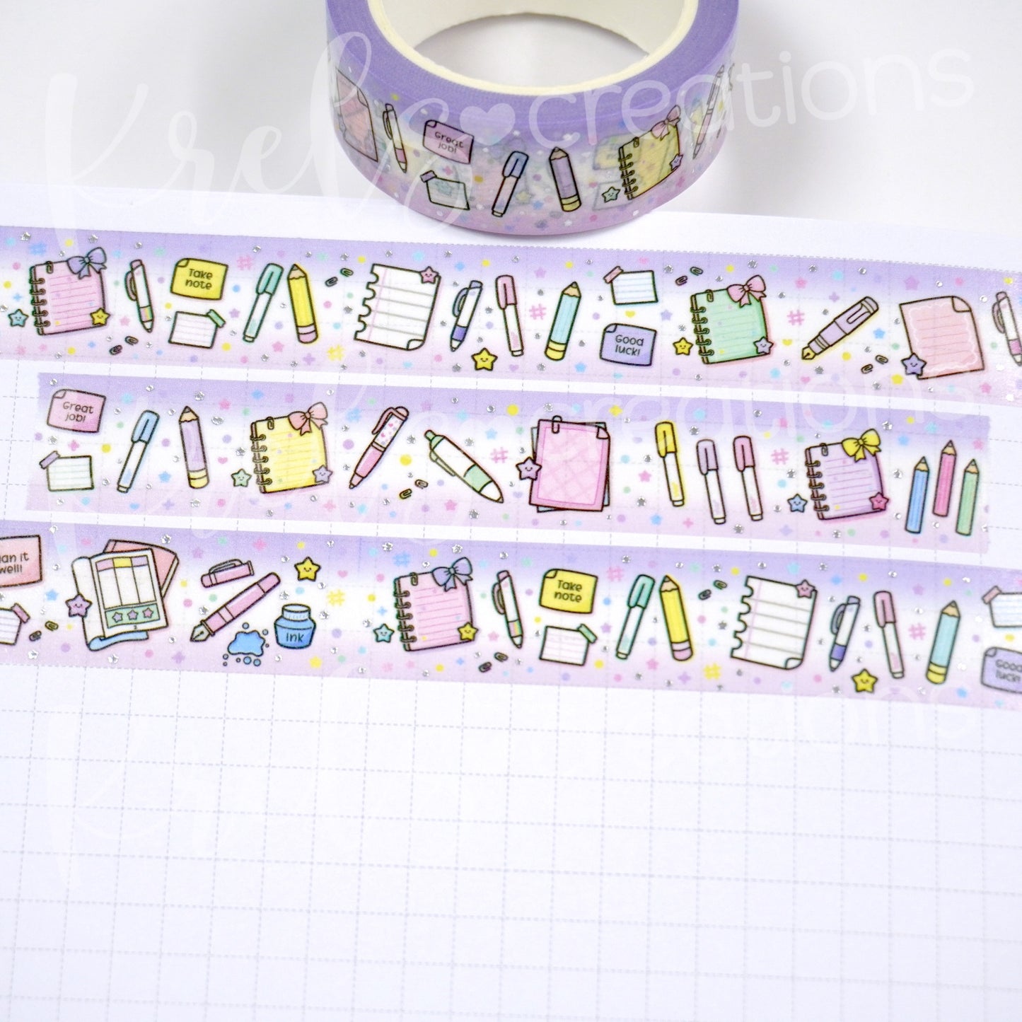 Paper & Pen -Lavender/Pink | Silver foil | 15mm washi tape