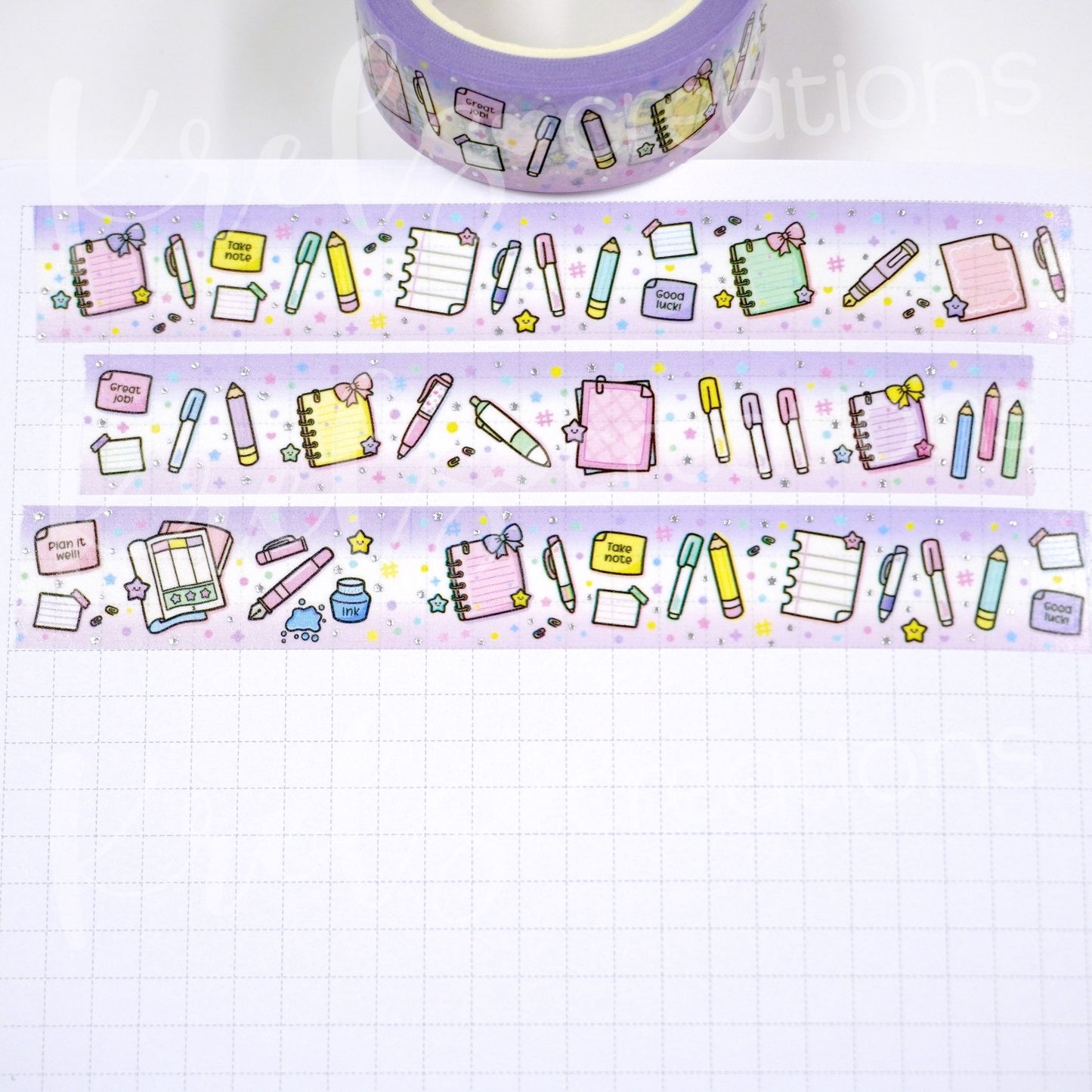 Paper & Pen -Lavender/Pink | Silver foil | 15mm washi tape