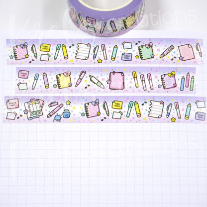 Paper & Pen -Lavender/Pink | Silver foil | 15mm washi tape