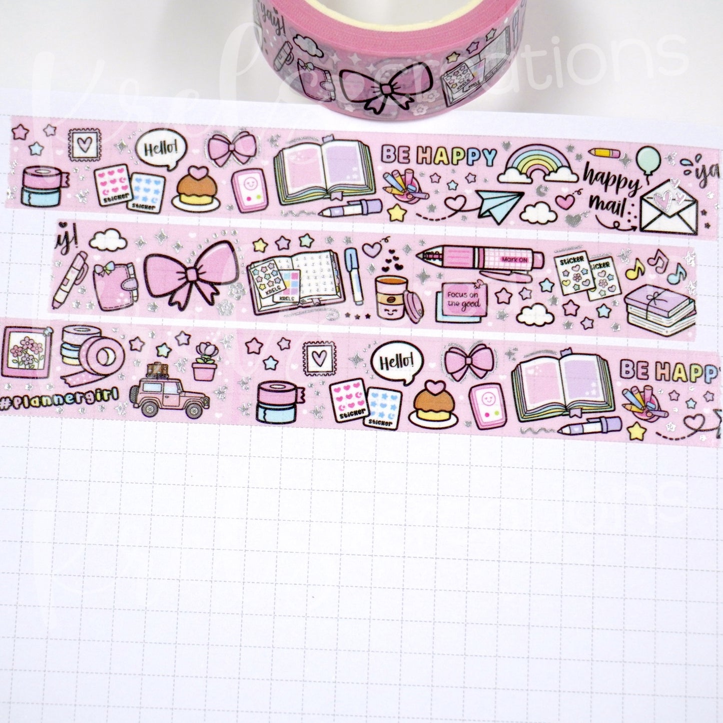 Love Doodles -Pink | Silver foil | 15mm washi tape