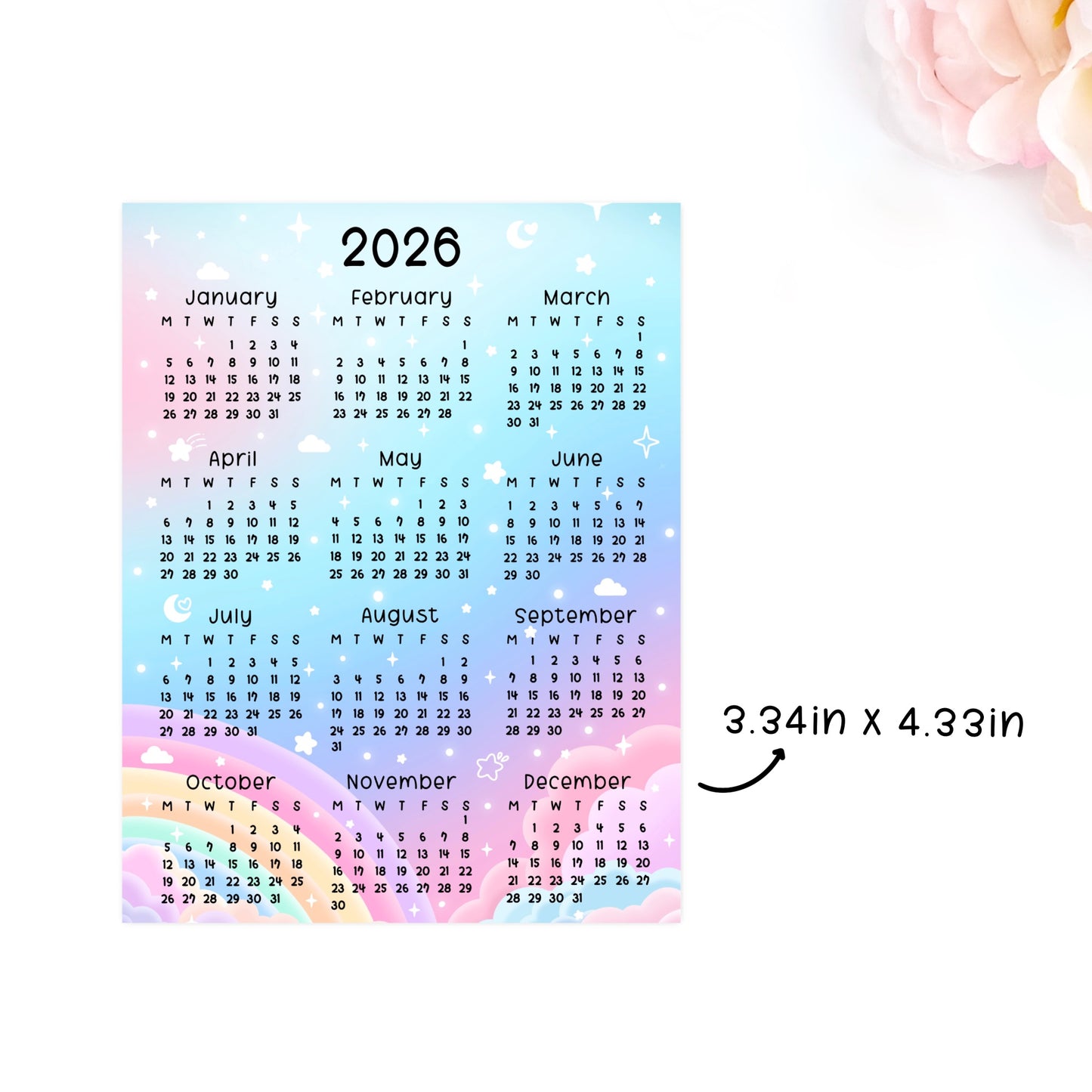 D157 | 2026 Calendar sticker | Sky