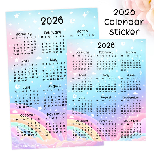D157 | 2026 Calendar sticker | Sky