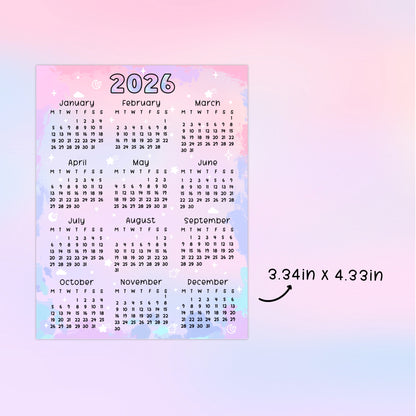 D156 | 2026 Calendar sticker | Watercolor